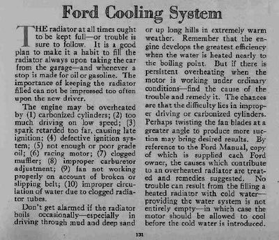 Ford's Cooling System explained by Henry Ford