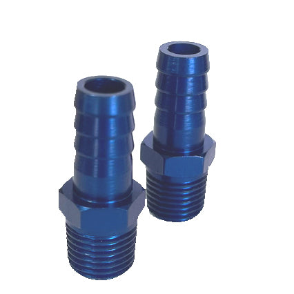 Caerulean Blue 1/4-18 NPT barbed steam port fittings