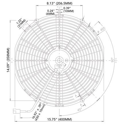 SPAL 1517 16" straight blade pusher medium profile 1604cfm