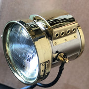 Polished brass headlights with German silver center bands