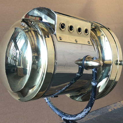 Polished brass headlights with German silver center bands