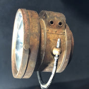 "Short Stack" patina brass headlights for motorcycles and cars