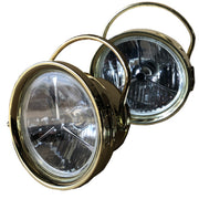 Stutz style brass headlamp with formed handle